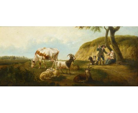                     OMMEGANCK,             Balthazar Paul zugeschrieben (1755 Antwerpen - 1826 ebd.)    HirtenszeneÖl/Holz. U