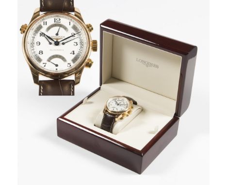             Armbanduhr: Master Collection Retrograde in Gold. LONGINES. Referenz-Nr. L 2.717.8, Gehäuse-Nr. 35491550. 750er G