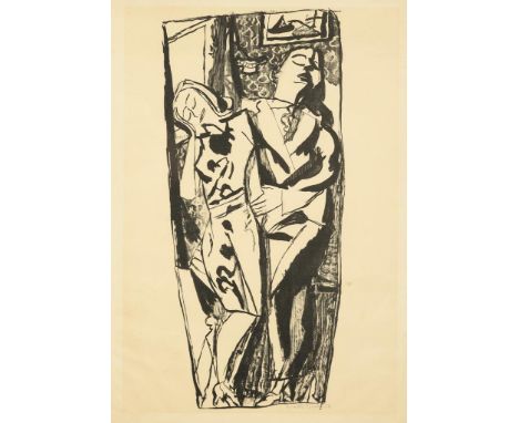                     BECKER,             Walter (1893 Essen - 1984 Tutzing)    Inniges LiebespaarLithografie. Bleistiftsignatu
