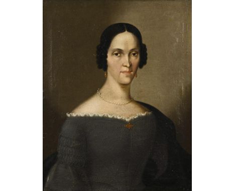             Biedermeier DamenbildnisÖl/Leinwand. Unsigniert. Mitte 19. Jh. 59 x 46,5 cm. Gerahmt : 73 x 59,5 cm (leicht defek