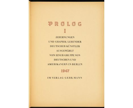             Künstlermappe: "Prolog"1947. Exemplar: 290/1000. 45 x 32 cm.             Mappe mit 21 Faksimile-Lichtdrucken und 