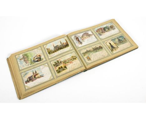             Postkartenalbum mit ca. 192 Lithografie-Postkarten26,5 x 36 cm.             Darunter viele "Gruß aus ..." und etl