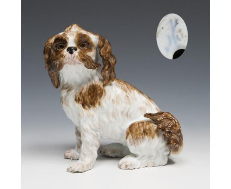 Bologneser Hund. Meissen. 1880-1923. Modell-Nr. C 26 (neue Form-Nr. 78726).             Höhe: 15 cm.             Modell von J