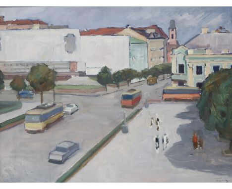                     GODLEVSKY,             Ivan Ivanovic (1908 Dobromierz - 1998 Sankt Petersburg)    Stadtansicht mit Straße