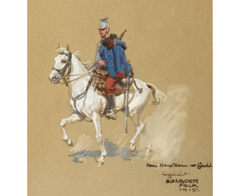                     POCK,             Alexander (1871 Znaim - 1950 Wien)    Bildnis "Herr Hauptmann von Gadd"Gouache. Rechts 