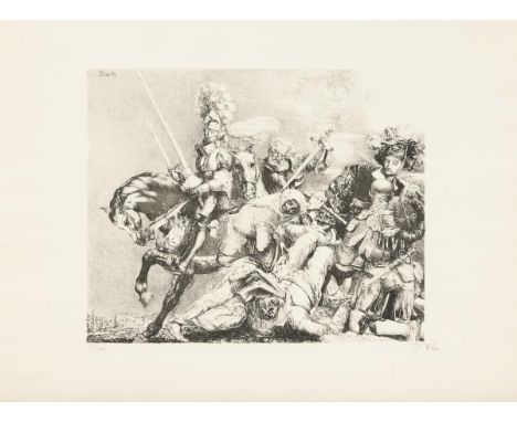                     TÜBKE,             Werner (1929 Schönebeck/Elbe - 2004 Leipzig)    Schlacht bei FrankenhausenLithografie.