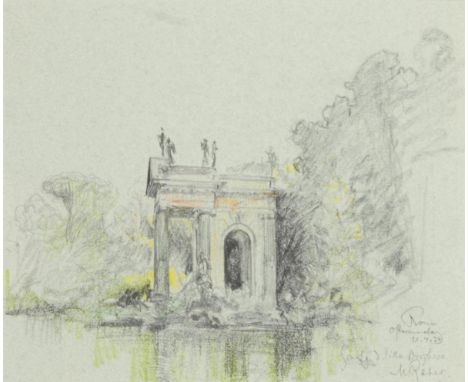                     RABES,             Max (1868 Samter/Posen - 1944 Wien)    Garten der Villa Borghese in RomPastell/Bleisti