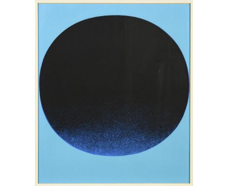   GEIGER,  Rupprecht(1908 München - 2009 München) "Schwarz auf Blau"Farbsiebdruck.Gerahmt & hinter Glas : 62,5 x 53 cm.Untere