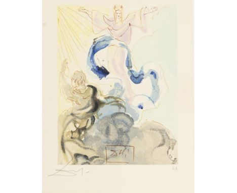                     DALI,             Salvador(1904 Figueres - 1989 Figueres)    "Der Mondhimmel"Farbholzstich, Wasserzeichen