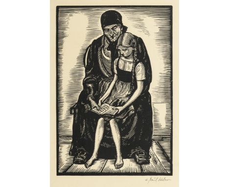                     WEBER,             Andreas Paul (1893 Arnstadt - 1980 Schretstaken)    "Muttersprache"Holzschnitt. Stempe