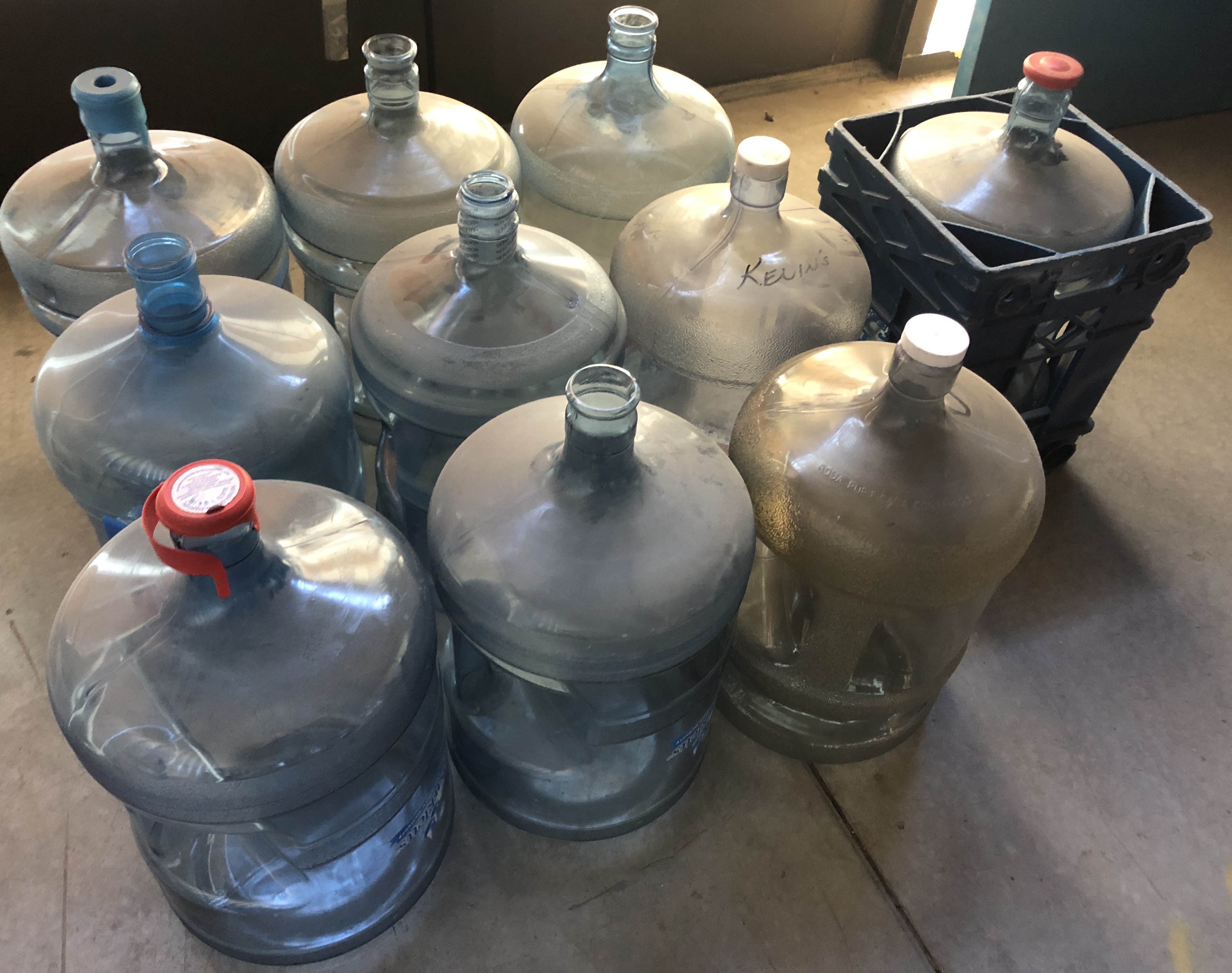 10 PLASTIC 5 GALLON WATER JUGS EMPTY CAN BE TRADED IN FOR CASH VALUE