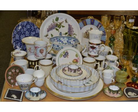 Ceramics - a Minton commemorative plate; a Portmeirion charger; a  Royal Crown Derby Mikado pattern cream jug; Wedgwood jaspe