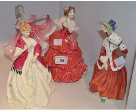 a Royal Doulton figure Elaine HN3307; a Royal Doulton figure, Christmas Morn HN1992; a Royal Doulton figure joy, HN4054; a Ro
