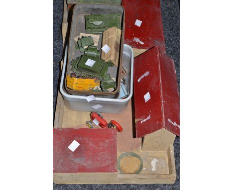 Toys and Juvenalia - Enid Blyton Sunny Stories; load Farm animals, tractor; Farm Yard Dinky toys, tanks , other Army vehicles