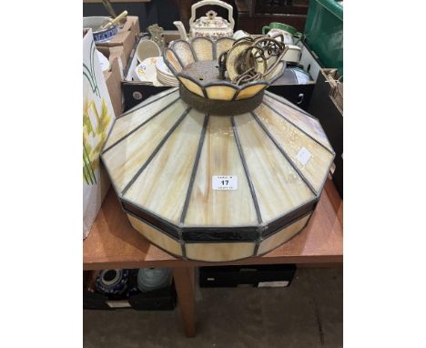 A leaded glass hanging lamp