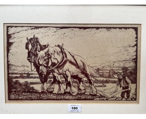 HAYDN REYNOLDS MACKEY. BRITISH 1881-1979 A ploughing scene. Signed. Print on paper 9' x 15'