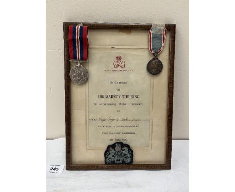 A medal group of two and framed Royal command, inviting the recipient HH603 Flight Sergeant Arthur Jones to attend the 1937 C