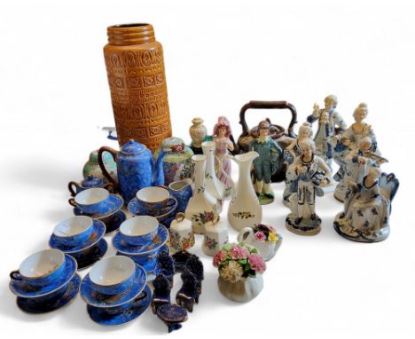 A West German cylindrical vase, 288-41;&nbsp; &nbsp;Japanese eggshell coffee service;&nbsp; &nbsp;German and other figures;&n