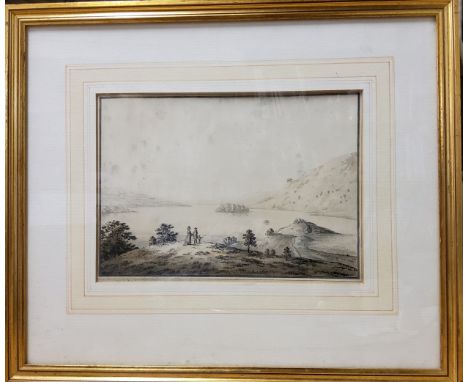 The Rev Joseph Wilkinson (1764 - 1831)l Elegant Travellers in The Lake District, pencil, pen and ink, 18cm x 25cm 
