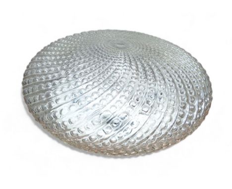 A 1920's ceiling light shade, twisting sea urchin type design, 40cm diam;&nbsp; two plaster intaglios;&nbsp; a table throw 
