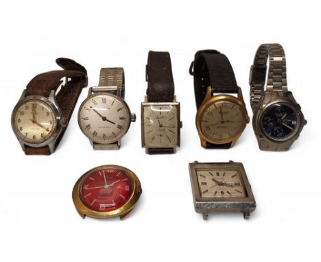 A vintage Accurist Automatic wristwatch, 21 jewel automatic movement, silver coloured rectangular dial, baton markers, day/da