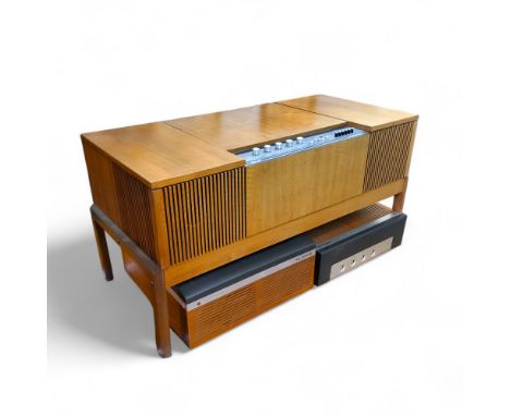 Mid Century Design - A HMV Stereomaster record player system, Ferguson speakers;  a Casio Casiotone CT-430 keyboard with stan