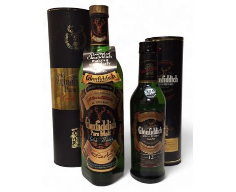 A Glenfiddich Special Reserve Aged 12 Years Single Malt Scotch Whisky, 35cl 40% vol., presentation tube; a Glenfiddich Pure M