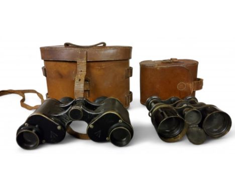 WW1 British binoculars, Prismatic No3 (MKI) x6 serial number 14287, Watson &amp; Sons Ltd, London&nbsp; 1915, leather case;&n