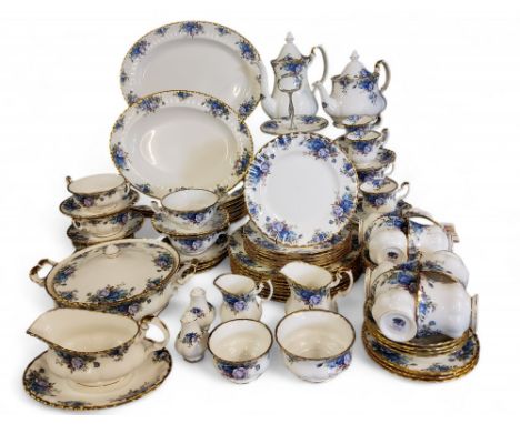 A Royal Albert Midnight Blue dinner, tea and coffee service, for eight, comprising large oval plate, eight oval serving plate
