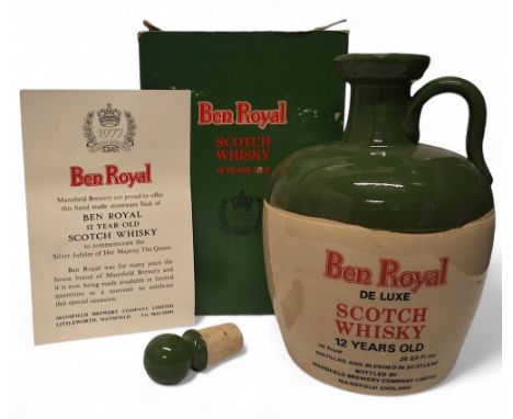 Ben Royal 12 Year Old Scotch Whisky, ceramic flagon 26 2/3 fl oz (75.7cl) and 70 degrees proof, bottled to commemorate the Si