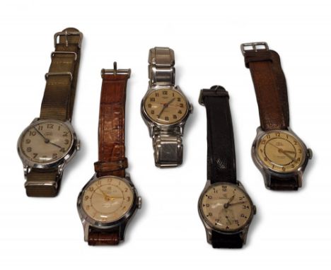 An Smiths Empire stainless steel gentleman's wristwatch, manual movement, cream dial, Arabic numerals, inside second track, w