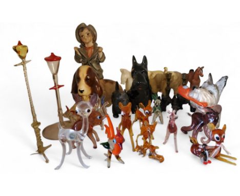 A Goebel model, of a terrier, holding a slipper, CH14, c.1940;&nbsp; &nbsp;a Scotty dog;&nbsp; others;&nbsp; glass&nbsp; 'fri