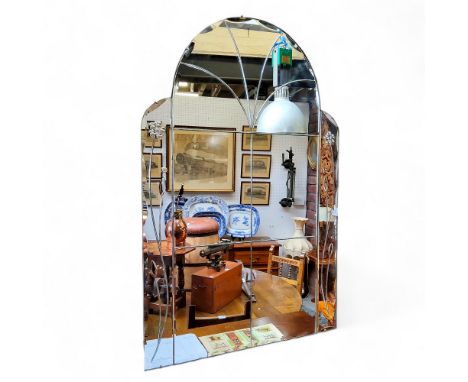 An Art Deco arched and panelled mirror 91cm high c.1930 