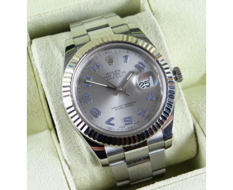 ROLEX DATEJUST II STAINLESS STEEL AND 18K WHITE GOLD AUTOMATIC CALENDAR BRACELET WATCH, ref. 116334, c. 2011, no. F10K**2, 31