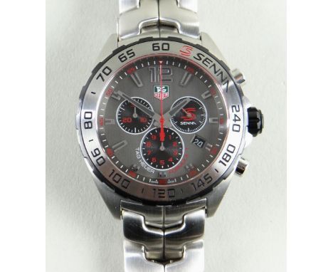 TAG HEUER FORMULA 1 SENNA EDITION CHRONOGRAPH BRACELET WATCH, ref. CAZ1012, c. 2015, quartz movement, grey dial with slate su