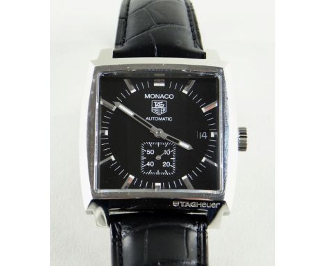 TAG HEUER MONACO WRISTWATCH, ref. WW2110-0, c. 2005, automatic calibre-6 movement, black dial with applied batons with lumino