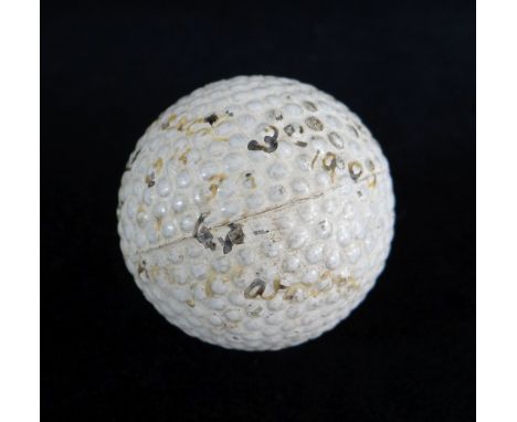 BRAMBLE PATTERN GOLF BALL AUTOGRAPHED BY THE WORLD FAMOUS PIONEER GOLFER HARRY VARDON by St Mungo Manufacturing Co. marked to