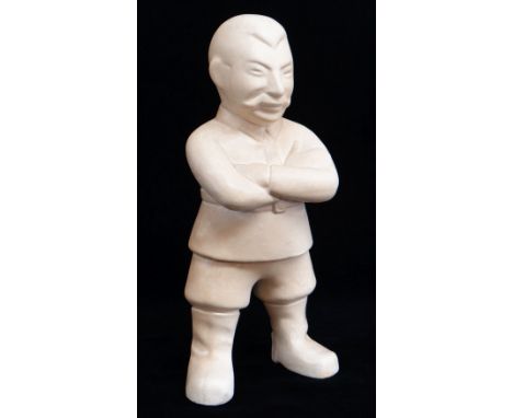 RARE BOVEY POTTERY 'OUR GANG' FIGURE OF STALIN, in cream matt glaze, brown printed marks, 19.5cms high Comments: glaze mottle