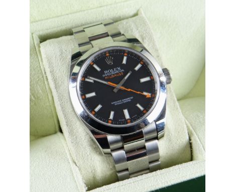 ROLEX MILGAUSS ANTIMAGNETIC BRACELET WATCH, ref. 116400, c. 2009, ser. no. M88***1, 31-jewel Cal.3131 automatic movement, bla