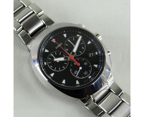 RADO DIASTAR CERAMOS CHRONOGRAPH BRACELET WRISTWATCH, ref. 541.0937.3, c. 2014,  no. 121****8, black dial, applied pointed lu