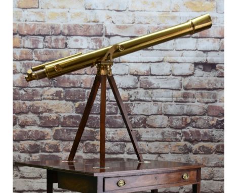 VICTORIAN T. COOKE &amp; SONS 3 1/4-INCH BRASS REFRACTING TELESCOPE ON STAND, c. 1880, signed 'T. Cooke &amp; Sons, York' in 