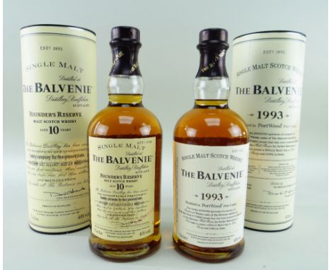 TWO EXPRESSIONS FROM THE BALVENIE DISTILLERY BANFFSHIRE SCOTLAND, comprising 1993 single malt scotch whisky finished in portw