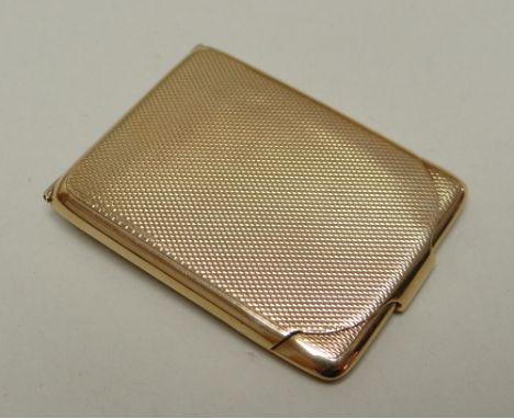 GEORGE V ASPREY 9CT GOLD MATCH / VESTA CASE, of rectangular form, engine turned, hinge opening, stamped 'Asprey London', Ches