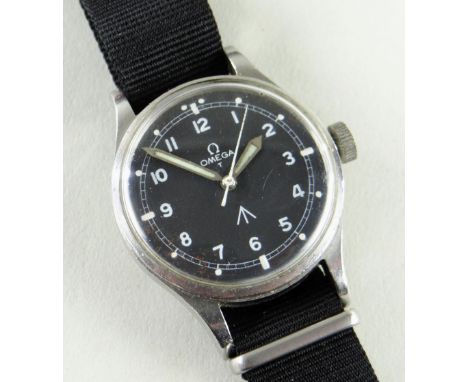 OMEGA MILITARY ISSUE RAF PILOT'S STAINLESS STEEL WRISTWATCH, c.1953, ref. 2777-1 SC, 17J cal. 283 manual movement, circular b