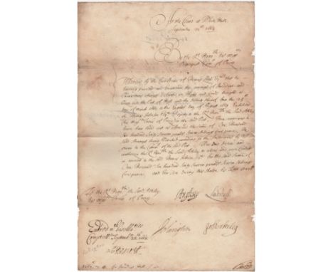  HISTORICAL: D.S. by four Principal Commissioners of Prizes, one page, folio, Court of Whitehall, 22nd September 1668, to Lor