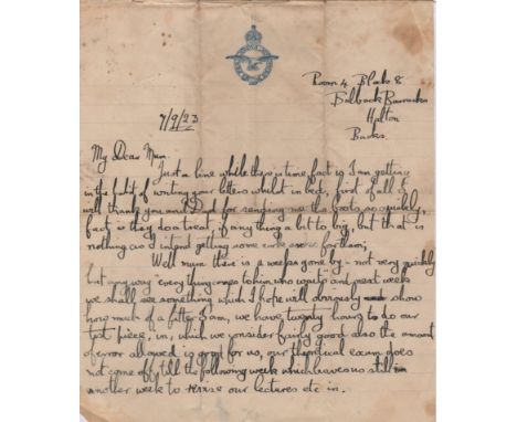  ROYAL AIR FORCE: Small group of seven A.Ls.S, Will [Cox], nineteen pages (total), 4to and smaller, Bulback Barracks, Halton,
