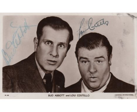 ABBOTT &amp; COSTELLO: ABBOTT BUD (1895-1974) &amp; COSTELLO LOU (1906-1959) American Film Comedians. Vintage signed postcard