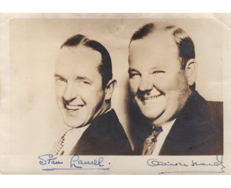  LAUREL & HARDY: LAUREL STAN (1890-1965) & HARDY OLIVER (1892-1957) English and American Film Comedians. Vintage signed sepia