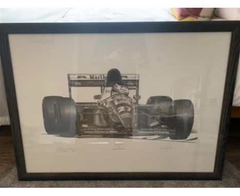 Signed by Jean Alesi and Alan Stammers. (Number 417 of 750).Jean Alesi black and white print&nbsp; number 417/750 by Alan Sta