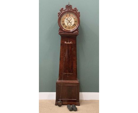 SCOTTISH DRUMHEAD LONGCASE CLOCK - Victorian mahogany frame, the gilt and painted dial having Roman numerals with eight day m